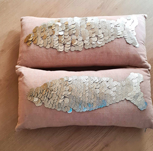 Dekokissen beige silber mit - 2x,