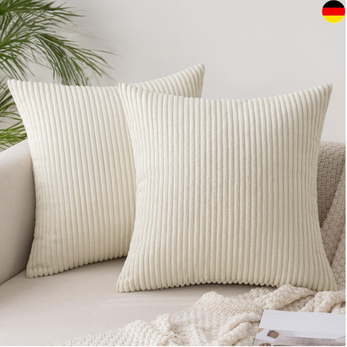 2er kordsamt kissenbezug beige - 2er,