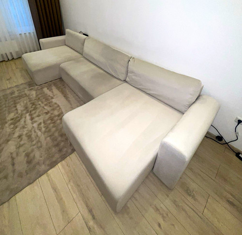 Beiges samt ecksofa sitzer - beiges, 4-sitzer